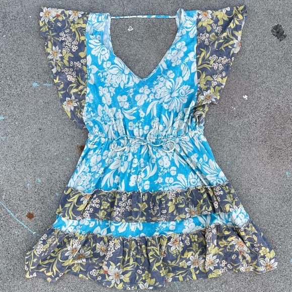Anthropologie Daily Practice Tiered Floral Ruffle Dress medium beachy cottage - Picture 2 of 9